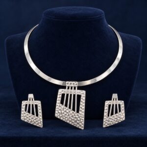 Parure Cadence en argent 925 — Vue studio · parure complète (mise en scène générée par IA)